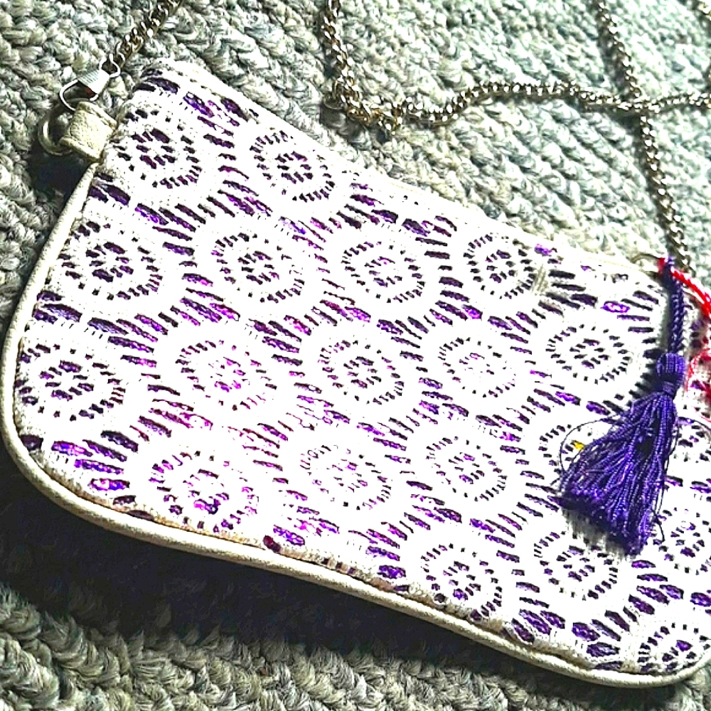 80's 90's Small Lace & Purple Sequin Purse